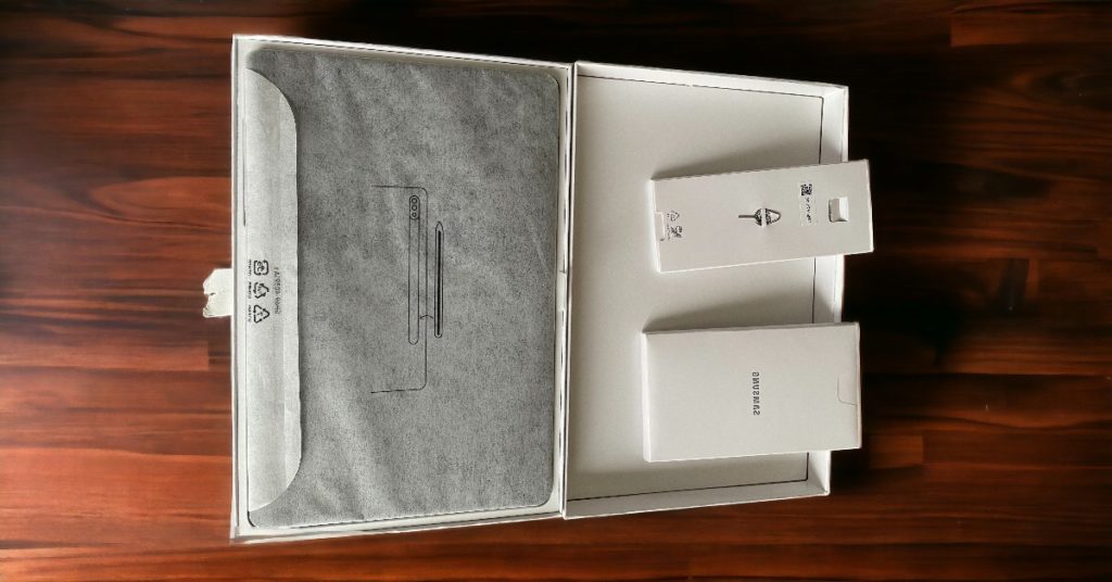 a Samsung Galaxy Tab S8 tablet box with a box and a case